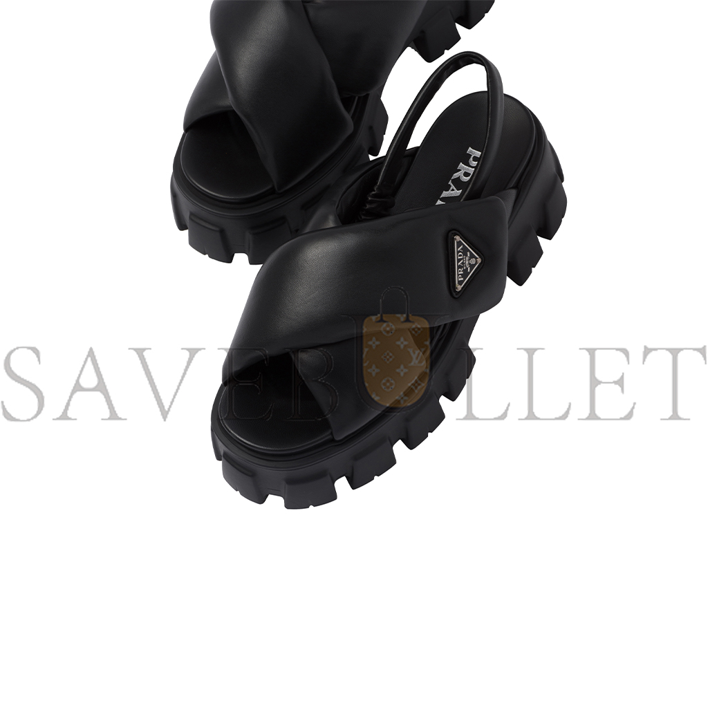 PRADA MONOLITH PADDED LEATHER SANDALS 923864